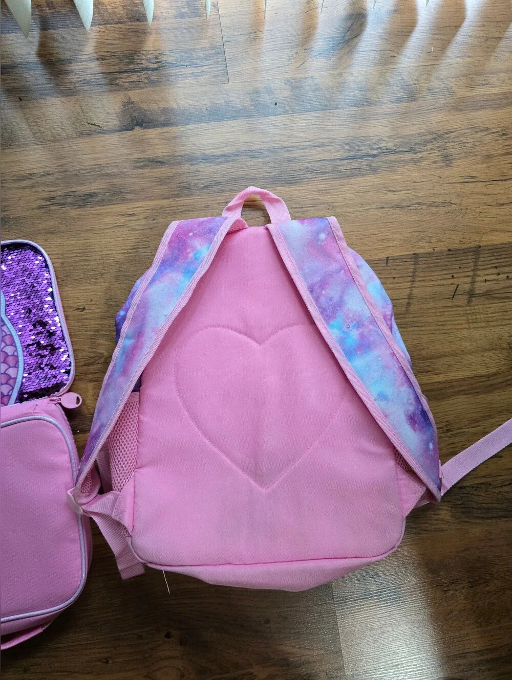 Pink Mermaid Sequin Kids Backpack and Lunch Bag Set